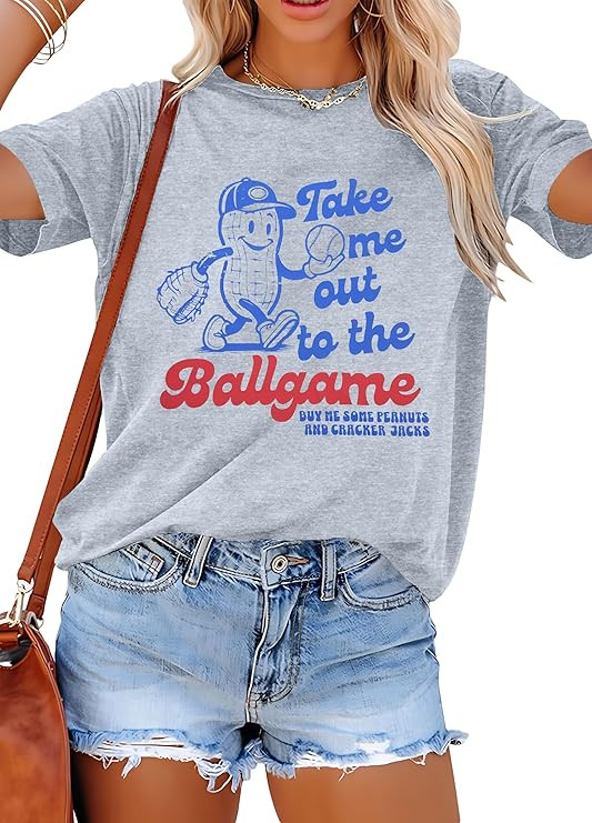ALLTB Baseball Shirts Women Funny Baseball Mom Shirt Ballgame Graphic Tshirt Game Day Fan Tee Cas... | Amazon (US)