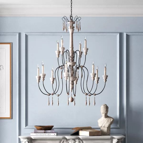 Bartles 12 - Light Candle Chandelier with Beaded Accents | Wayfair North America