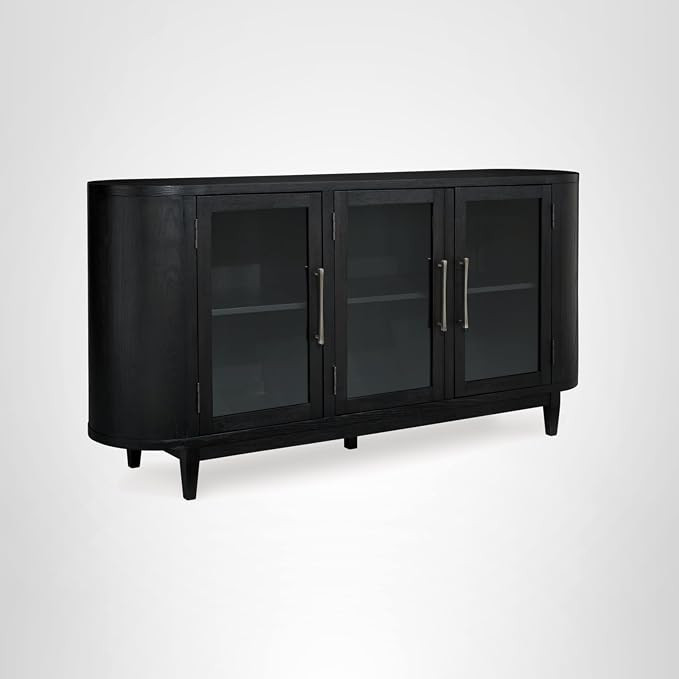 Signature Design by Ashley Rowanbeck Modern Glass Dining Server with 2 Adjustable Shelves and Tap... | Amazon (US)