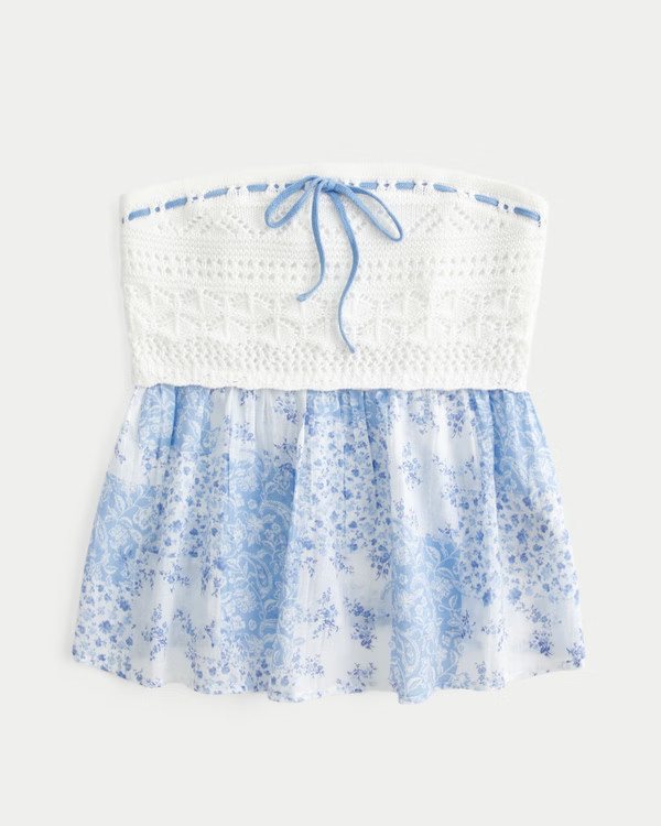 Women's Easy Crochet-Style Fabric Mix Strapless Top | Women's Tops | HollisterCo.com | Hollister (EU)