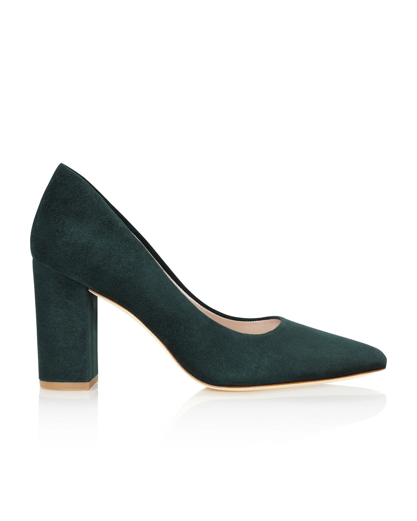 Josie Greenery Suede Mid Block Heel | Emmy London | Emmy London