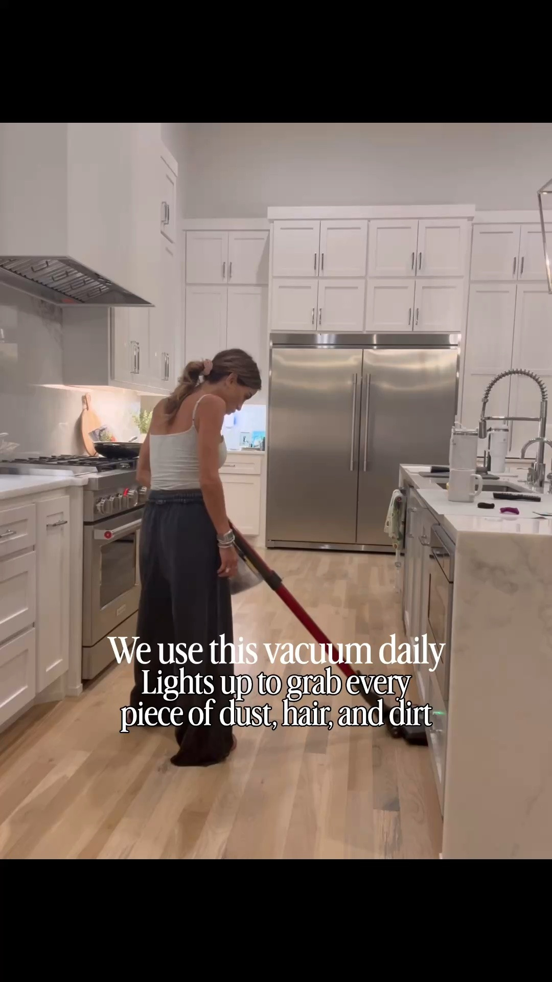 Our favorite cordless vacuum! We use it multiple times a day and it works so well. The light helps to see every piece of hair and dust