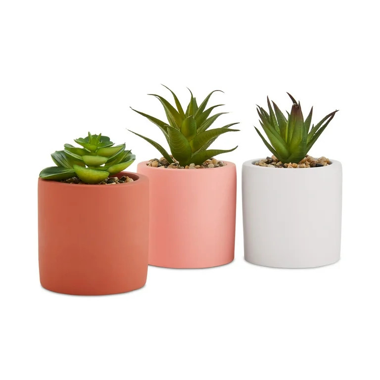 Mainstays by Becky G. & Alejandra 5.5" Artificial Succulent Plants in Orange, Mimosa & White Mode... | Walmart (US)
