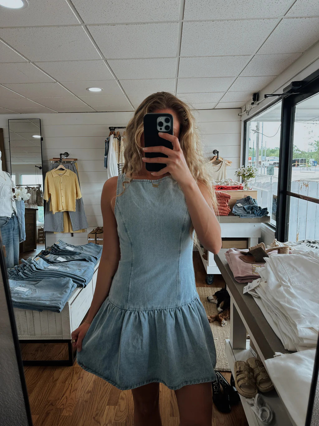Low Waist Mini Dress - Denim Blue | amandenimes