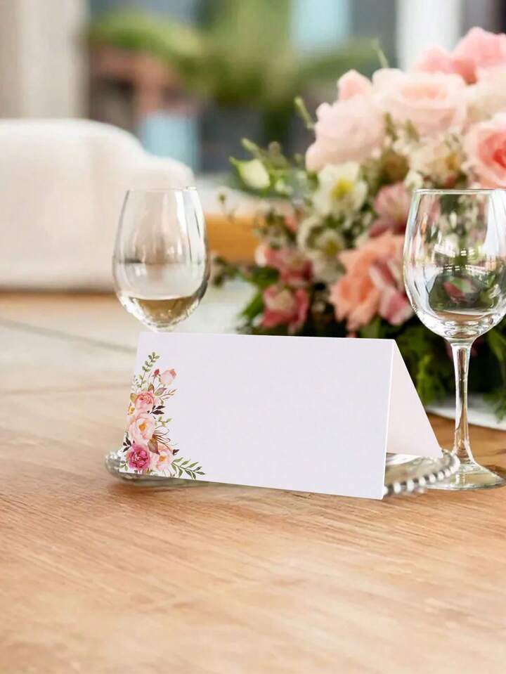 40pcs/20pcs-Collections With Blush Floral Place Cards For Wedding Or Party, Seating Place Cards F... | SHEIN