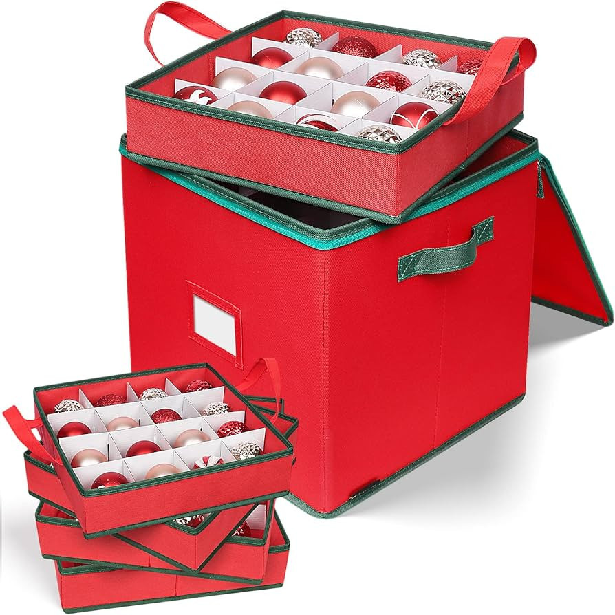 Ceadyxiao Christmas Ornament Storage Box Holiday Decoration Organizer, Christmas Ball Accessories... | Amazon (US)