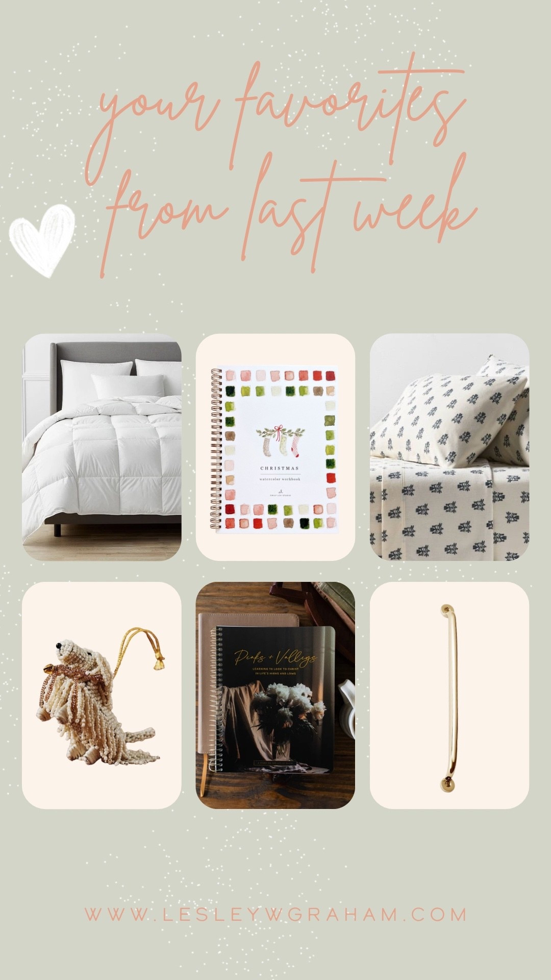 Your favorites last week. My favorite duvet. Watercolor workbooks - great gift for all ages! Christmas flannel budgets. Adorable beaded dog ornaments. Grief devotional. Our kitchen pulls. 

#LTKOver40 #LTKHome #LTKHoliday