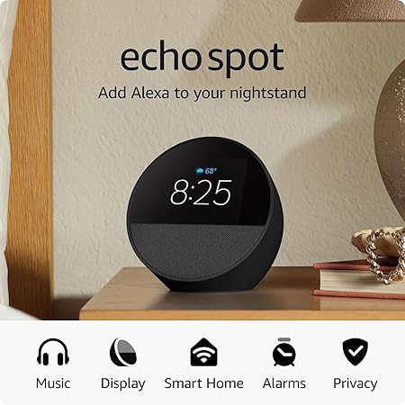 Amazon Echo Spot (newest model), Great for nightstands, offices and kitchens, Smart alarm clock w... | Amazon (US)