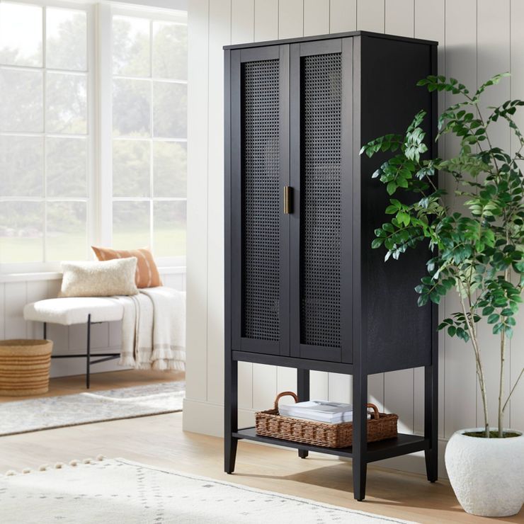 66" East Bluff Woven Cabinet Black - Threshold™ designed with Studio McGee | Target