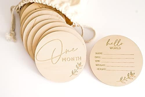 Heart and Home- Baby Monthly Milestone Cards and Birth Announcement Sign- 13 Wooden Milestone Dis... | Amazon (US)