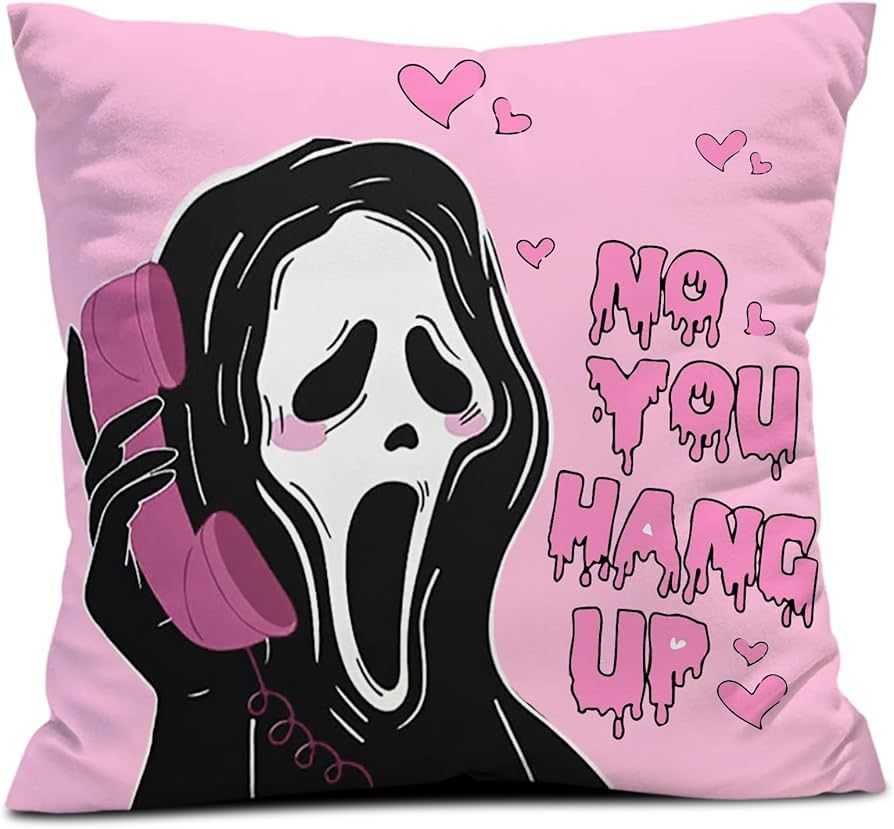 Amazon.com: Snycler No You Hang Up Pink Ghost Scary Face Throw Pillow Cover Pink Pillowcase Horro... | Amazon (US)