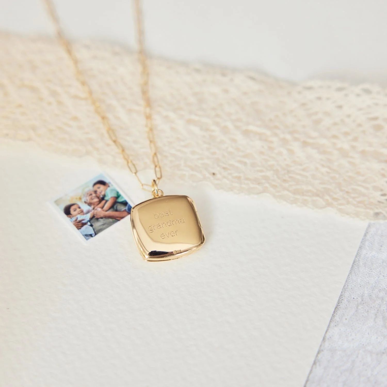 Square Personalized Locket Necklace | Tiny Tags