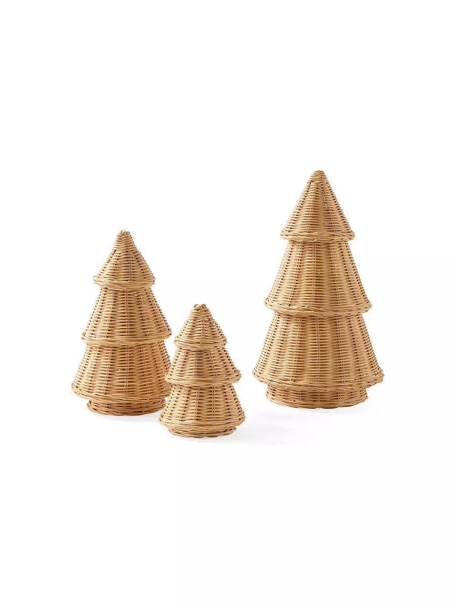 Wicker Christmas Trees (Set of 3) | Serena and Lily