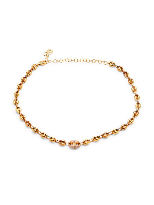 14K Goldplated Sterling Silver & Cubic Zirconia Necklace | Saks Fifth Avenue OFF 5TH (Pmt risk)