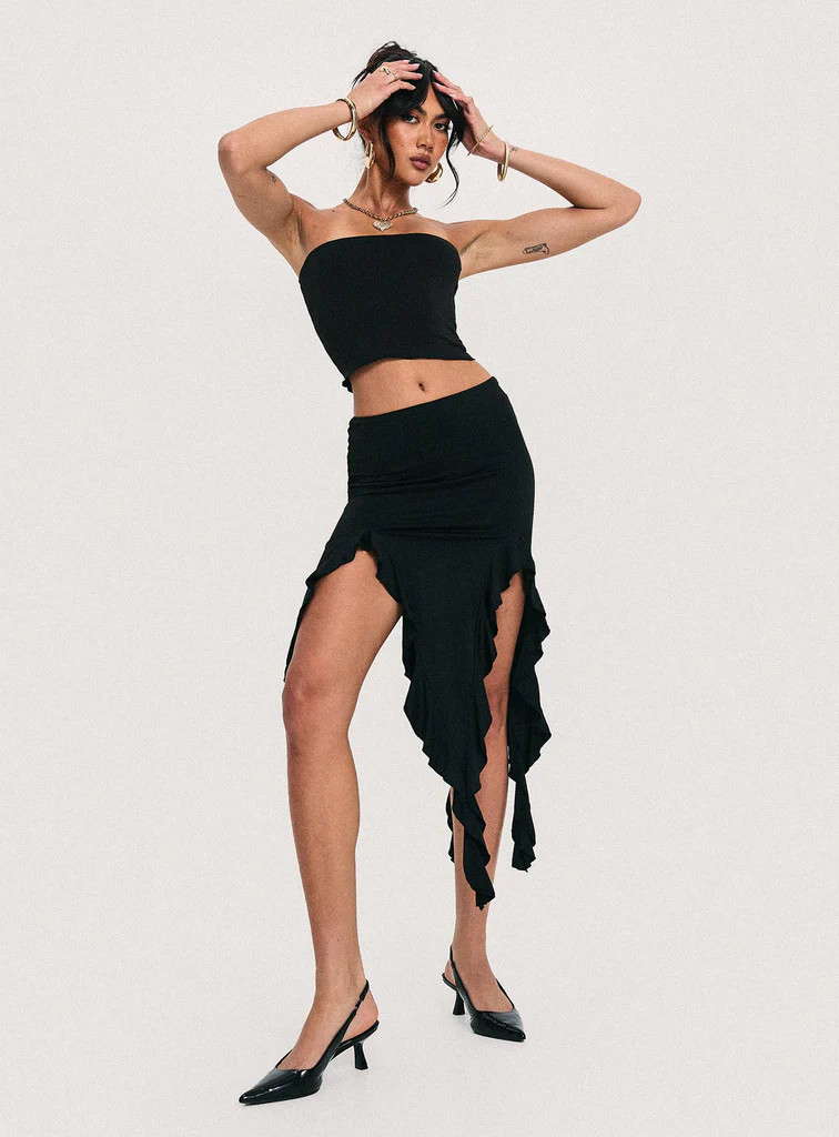 Celestia Ruffle Set Black | Princess Polly US