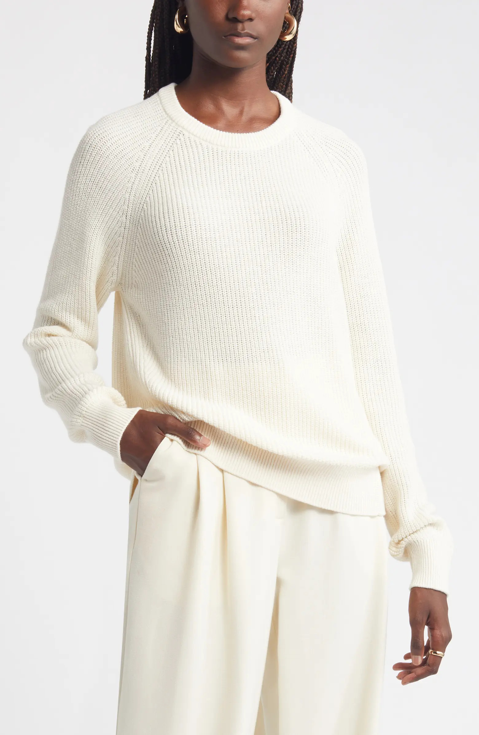 Nordstrom Cotton & Merino Wool Rib Sweater | Nordstrom | Nordstrom