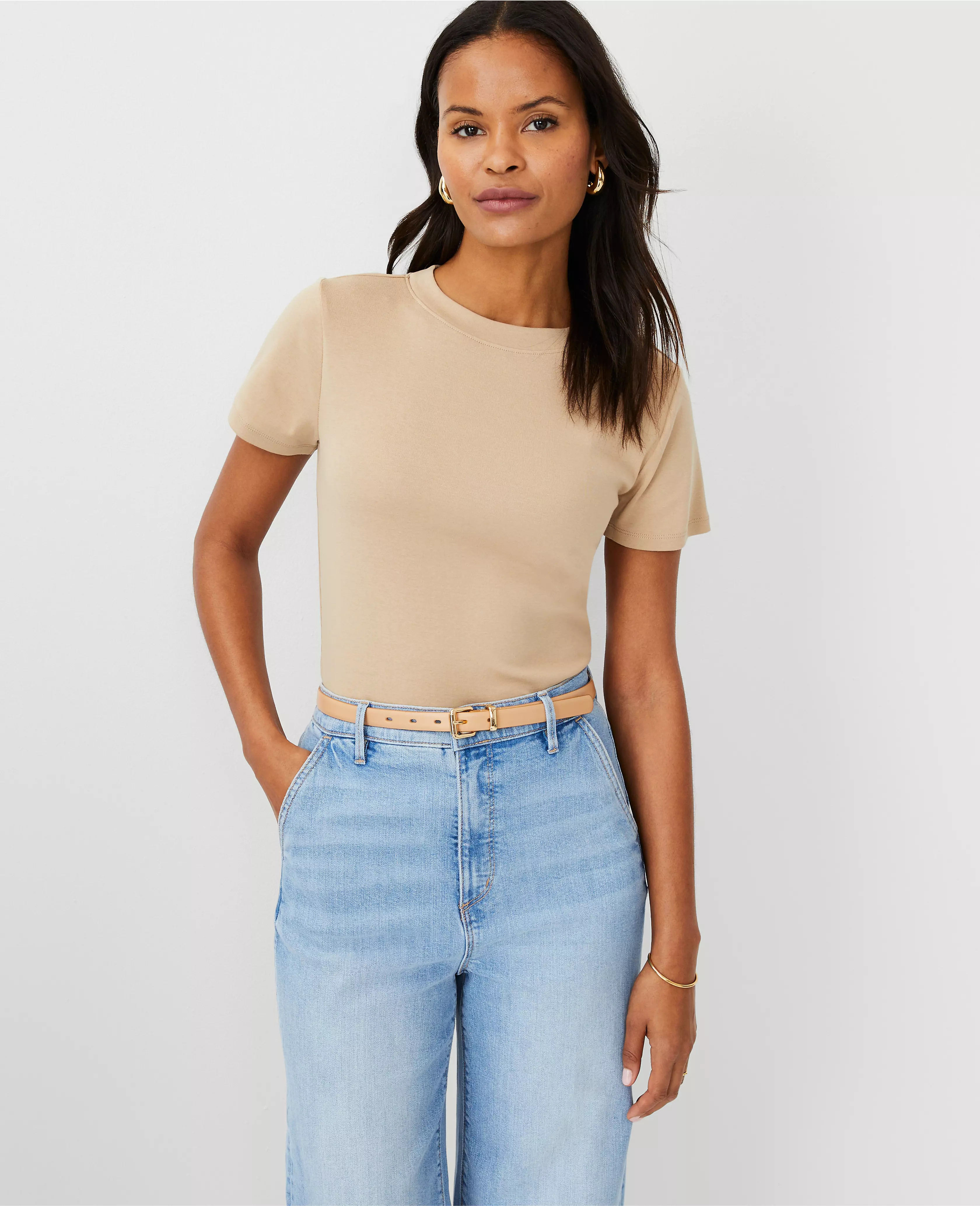Crew Neck Short Sleeve Top | Ann Taylor (US)