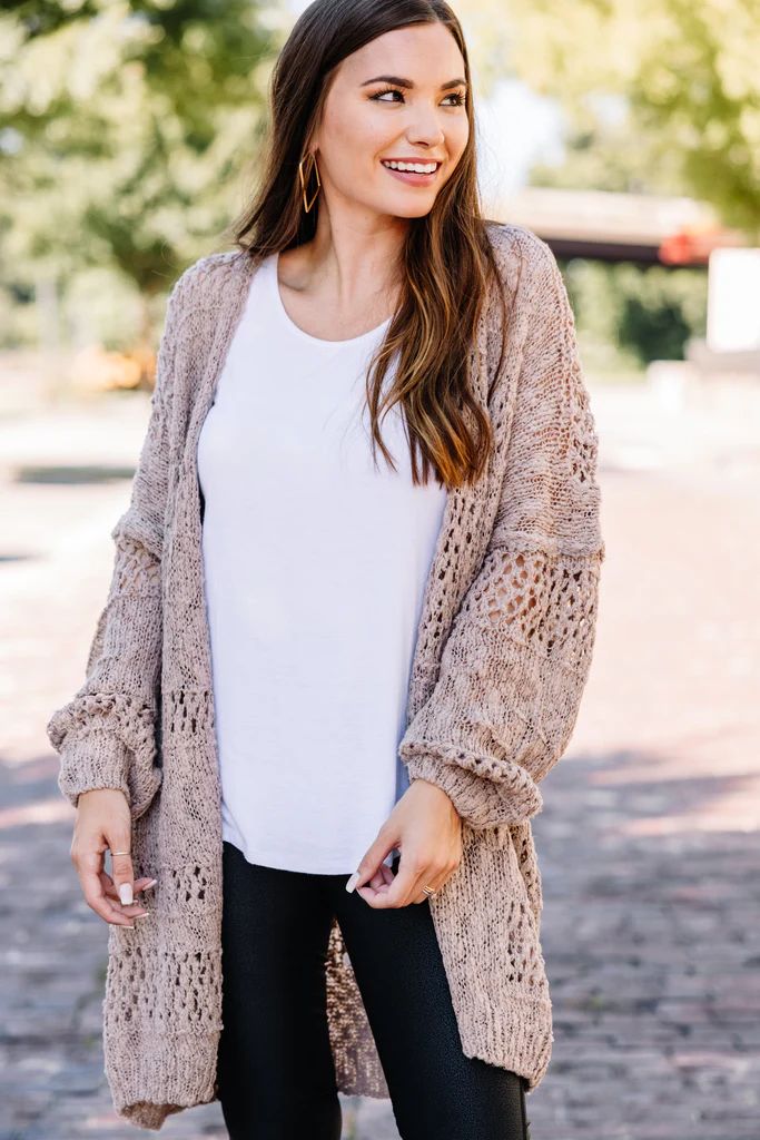 Why I'm Me Mocha Brown Open Stich Cardigan | The Mint Julep Boutique