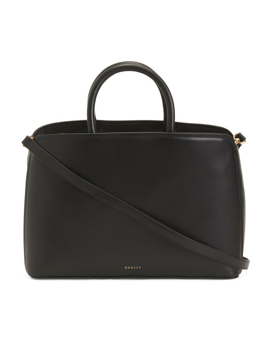 Leather Bow Street Medium Zip Top Grab Satchel | TJ Maxx