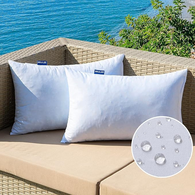 MIULEE 12 x 20 Outdoor Pillow Inserts - Set of 2 Premium Water Resistant Throw Pillows Shredded M... | Amazon (US)