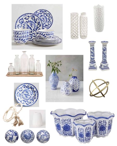 These are some of my favorite blue and white decor fines. This blue and white plate set, these bases, these blue and white candle sticks and so much more!￼

#LTKunder50 #LTKhome #LTKFind