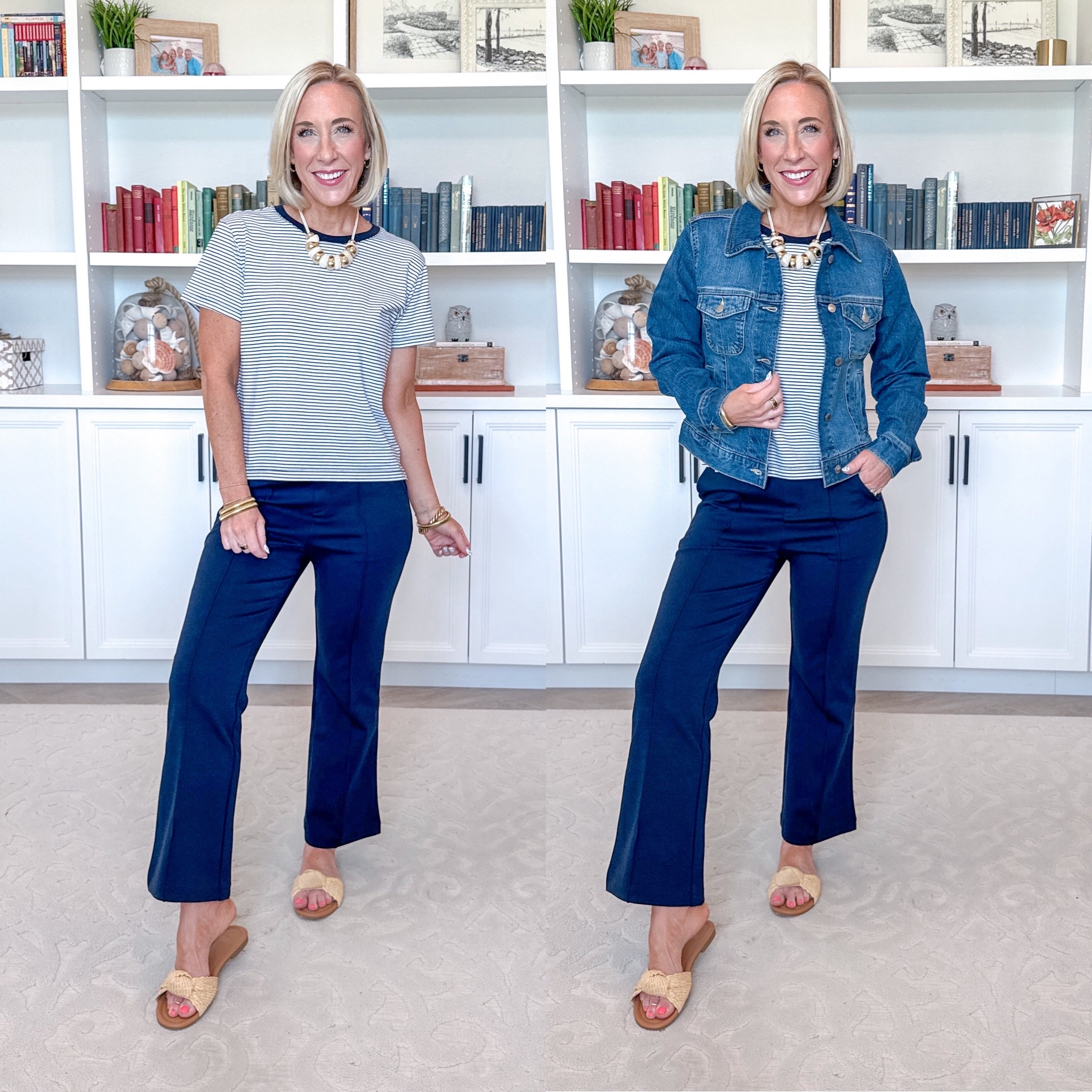 Walmart - best basics + fun finds @walmartstyle #walmartpartner #walmartstyle 1. Cropped Flare Pants - size XS. $18.98. 2 colors. 2. Cotton Cropped Boxy Tee w/ Short Sleeves - size XS. $10. 13 colors. 3. Cropped Denim Jacket w/ Long Sleeves - size XS. $32. * Goldtone Cord Cream Swirl Resin Bead Necklace - $9.92. * Knot Slide Sandals - TTS. $24.98. 2 colors. * 18k Yellow Gold Plated 20mm Hoop Earrings with Swarovski Crystals - Now $17.99 (Was $129.00!)

 

#LTKWorkwear #LTKOver40 #LTKSeasonal