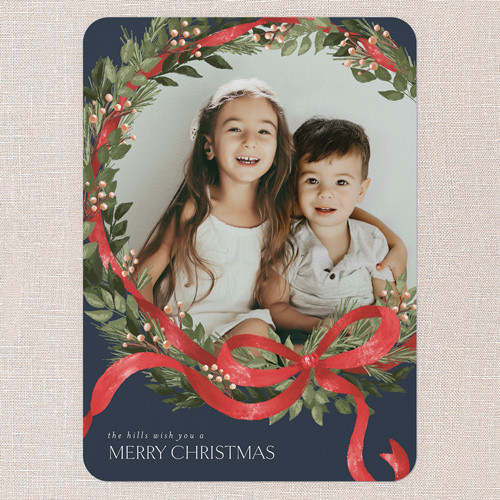 Merry Ribbon Wreath Holiday Card | Shutterfly