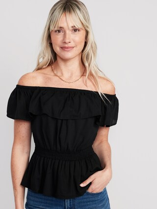 Off-The-Shoulder Waist-Defined Smocked Blouse for Women | Old Navy (US)