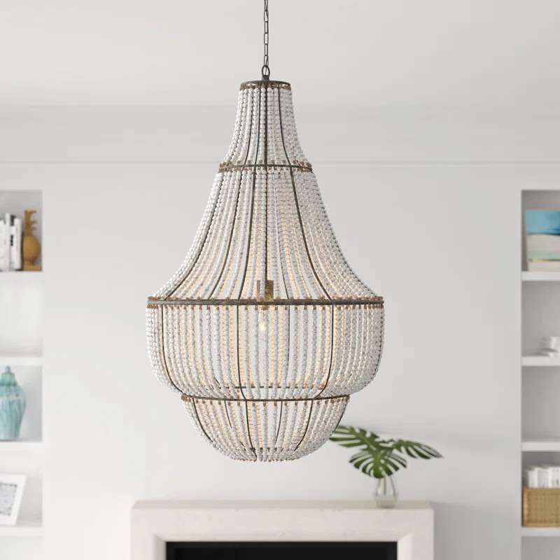Peyton 1-Light Single Geometric Pendant with Beaded Accents | Wayfair Professional
