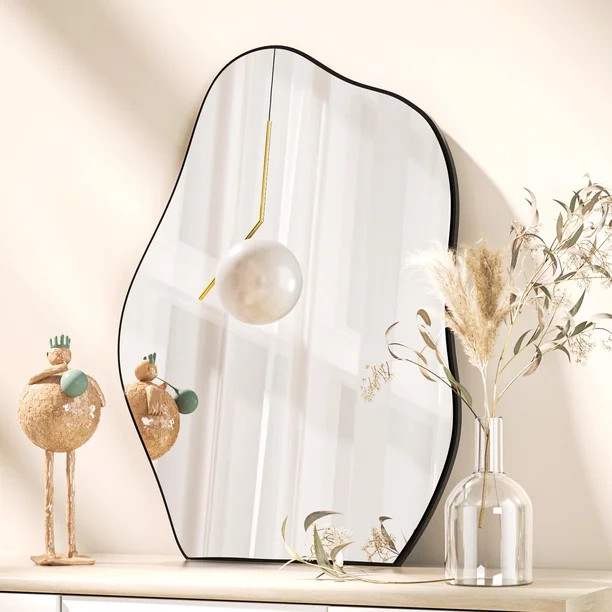 BEAUTYPEAK 24" x 32" Irregular Bathroom Mirror Wall Mirror Cloud Shaped Vanity Mirror Black | Walmart (US)