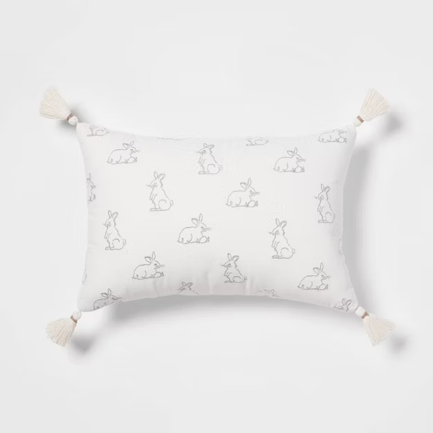 Mini Bunnies Lumbar Throw Pillow Cream - Threshold™ | Target
