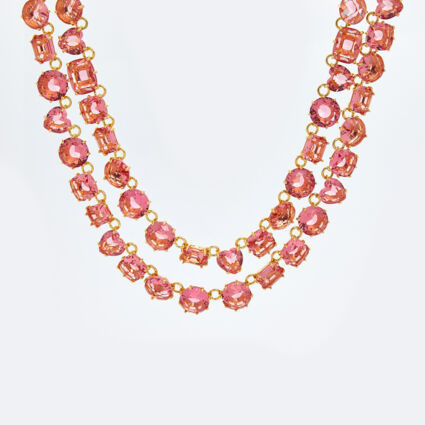 18ct Gold Plated Pink Stone Necklace | TK Maxx
