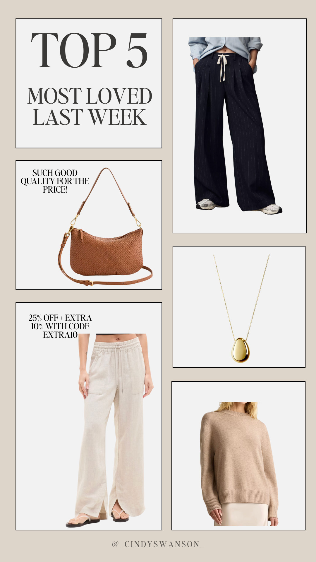 Your top 5 from last week! The linen pants from Athleta were such a hit... so many of you messaged me saying they are your most favorite pants you own! 

Anthropologie, Quince, Ana Luisa Jewelry, Athleta  

 #LTKU #LTKOver40 #LTKSaleAlert