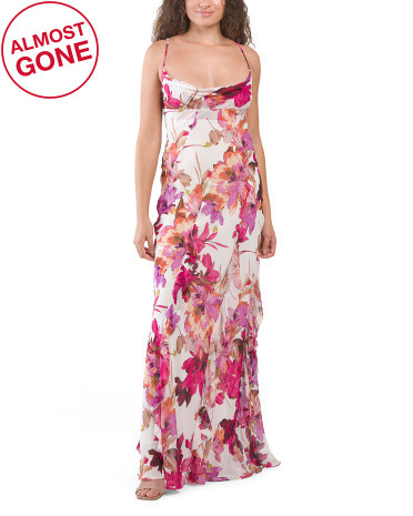 Silk Blend Kamila Ruffle Cowl Gown | TJ Maxx