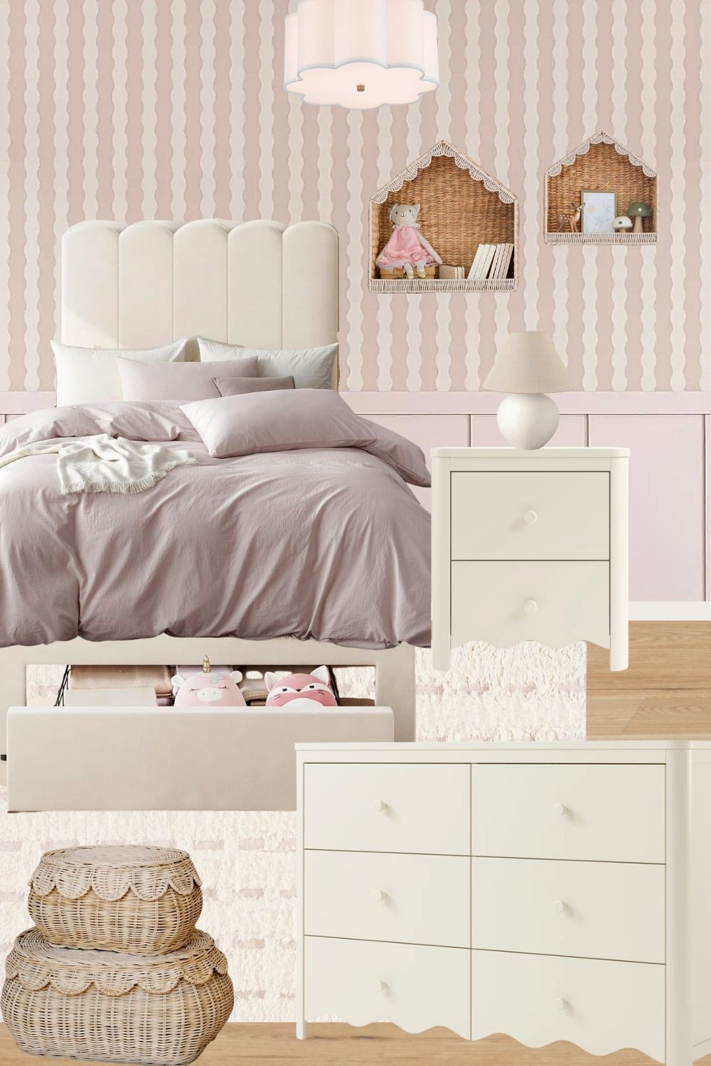 Blush pink girl bedroom inspiration with scallop details

Toddler girl bedroom, kid bedroom inspo, kids furniture, kids wallpaper, girl wallpaper, scallop furniture, scallop decor, rattan decor, blush bedroom decor

#LTKHome #LTKKids