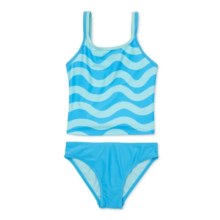 Wonder Nation Girls' Strappy Tankini Swimsuit with UPF 50, 2-Piece, Sizes 4-18 & Plus - Walmart.c... | Walmart (US)