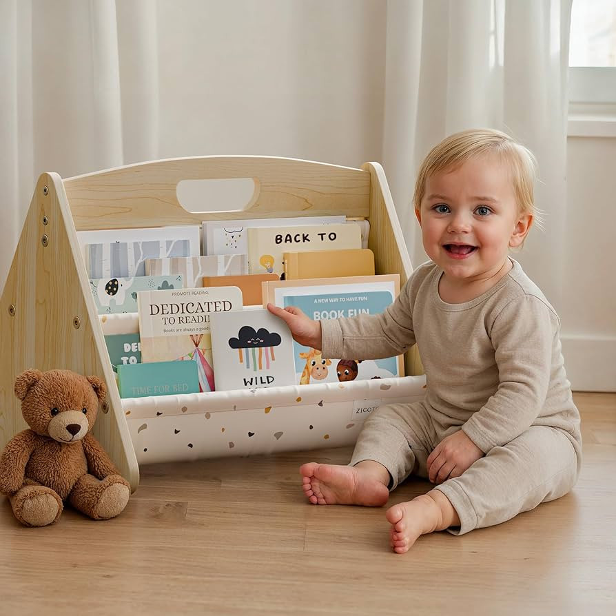 ZICOTO Decorative Wooden Bookshelf with Handle for Kids Rooms - Keeps Books Neatly Organized & Wi... | Amazon (US)