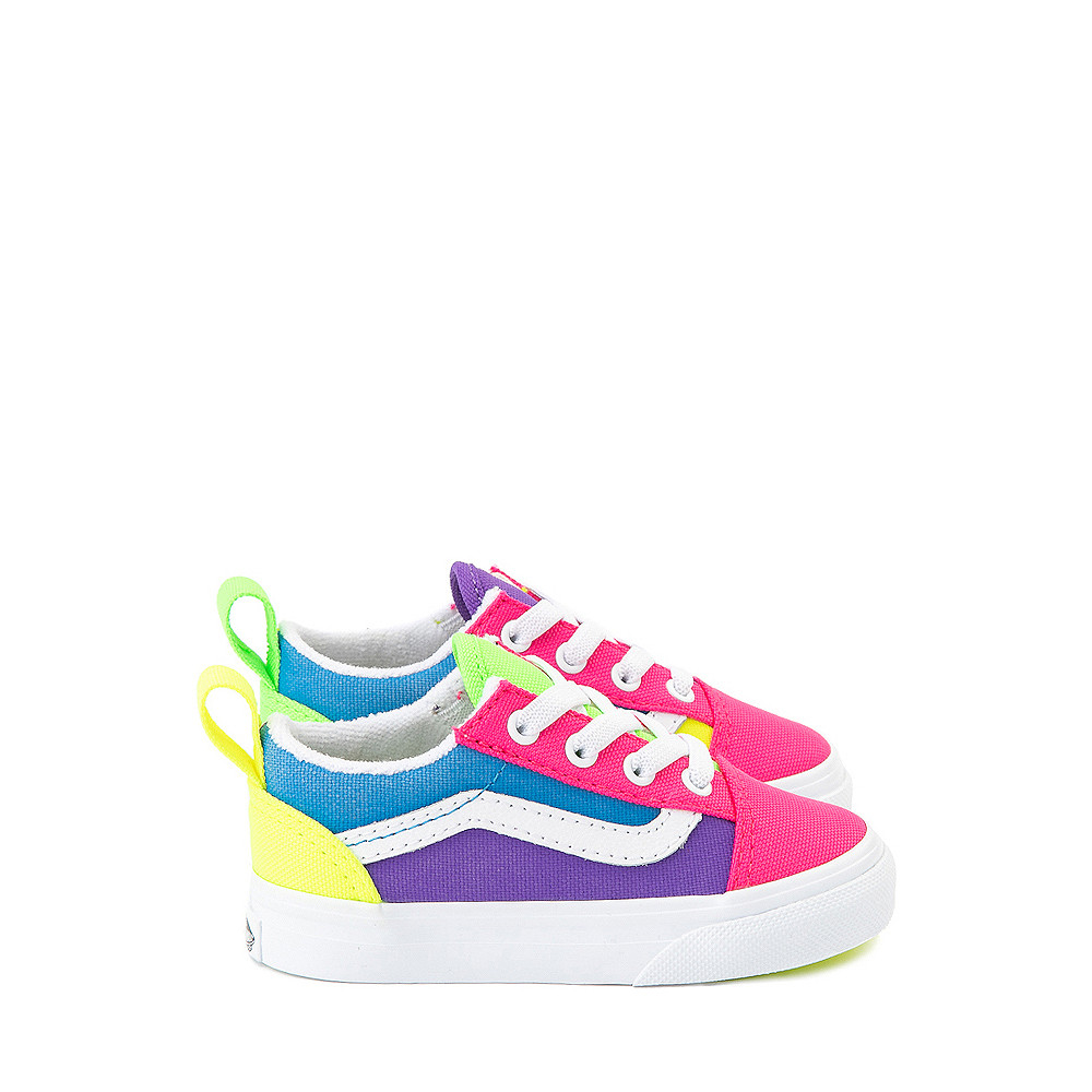 Vans Old Skool Neon Color-Block Skate Shoe - Baby / Toddler - Pink / Purple / Yellow | Journeys