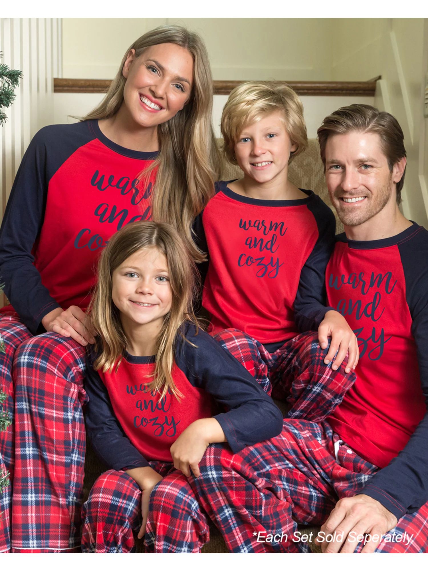 SleepytimePjs Christmas Family Matching Blue and Red Plaid Fleece Pajamas | Walmart (US)