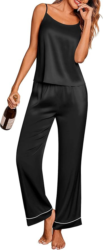 Ekouaer Women Satin Pajamas Sexy Silk Sleevless Pjs Set Summer Soft Camisole Tops and Pants Sleep... | Amazon (US)