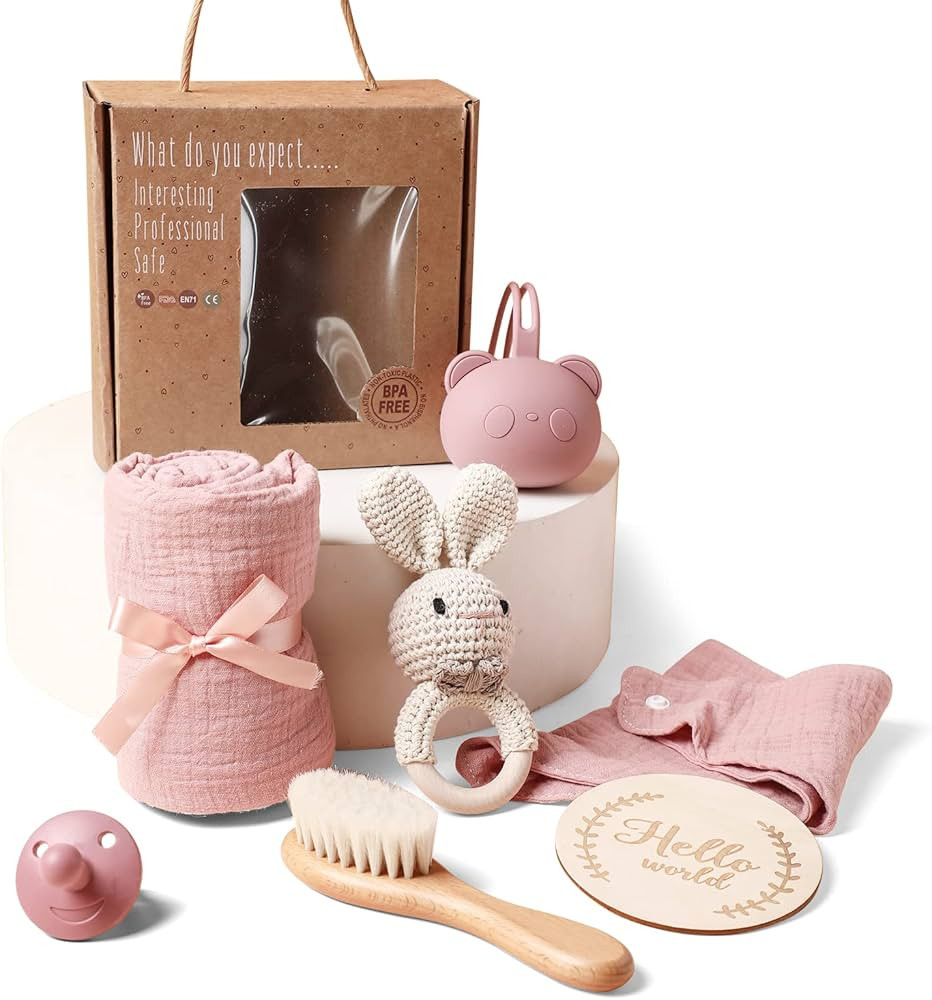 EERKEOD Baby Gift Set for Newborn New Baby Gift Set - Newborn Baby Essentials Baby Bath Set with Baby Blanket Baby Rattle - New Born Baby Girls Gift & Baby Boy Gifts for Baby Shower | Amazon (US)