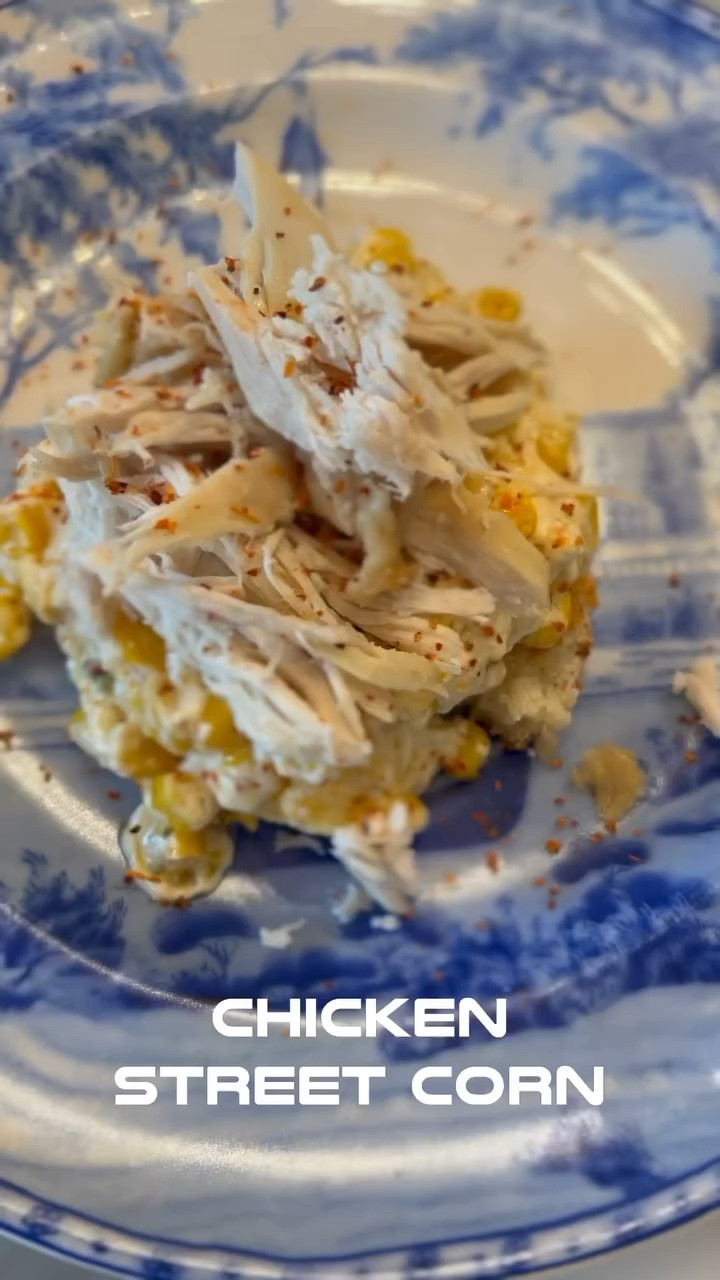 AP Chicken Street Corn 

In a baking dish, layer:
3 blocks of Philadelphia cream cheese
Tajin seasoning (to your liking; I went heavy with it!)
4 cans of Del Monte southwest corn (drained)
Seasonings (pepper, salt, cumin, etc.) I use Trader Joe’s Elote seasoning 
1 block of pepper jack cheese 

Cover with aluminum foil and bake at 350 degrees for 40 minutes mixing it together in the middle of baking time. While your corn bakes, shred a rotisserie chicken & make cornbread cakes. 

Layer on plate: 
Cornbread cake 
Baked street corn 
Shredded chicken 
Lime juice 
Black pepper 
Tajin seasoning 

AP Tip: For busy moms like myself who need to save time, you can add your corn ingredients in a crockpot to cook throughout the day.  You can also substitute Jiffy corn muffins for your cornbread cakes. 

#LTKmomlife #LTKfoodie