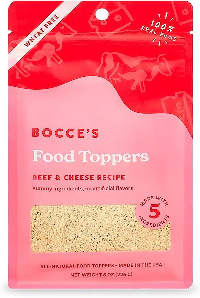 Bocce's Bakery Beef & Cheese Dog Food Toppers – All-Natural, Wheat-Free Dog Food Topper Made wi... | Amazon (US)