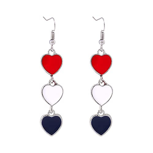 USA Patriotic Dangle Earrings for Women,Red White Blue Stripe American Flag Earrings,Acrylic Star... | Amazon (US)