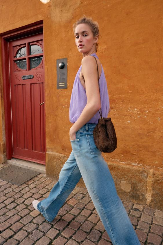 POLKA DOT BALLOON HALTER TOP | Zara US