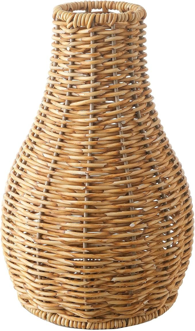 10-inch Handwoven Rattan Vase, Natural Wicker Decorative Vase for Dried Flowers & Artificial Bouq... | Amazon (US)