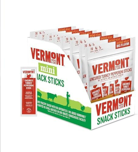Vermont Smoke & Cure Meat Sticks - Uncured Turkey Pepperoni - Protein Snacks, No Antibiotics or A... | Amazon (US)