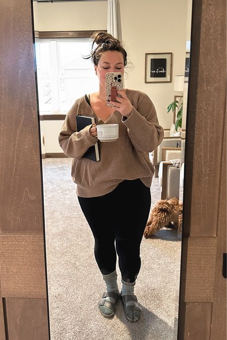 Always a dog nearby. 🥰 Seriously, she is the best. I’d say today’s look is cozy mom, but then again I think almost every day is this look. 😂 Teaching yoga this morning, then going on a hike with the kids and a neighbor. For now, a cup of decaf coffee and some Britney book. 

🤎

#LTKSeasonal #LTKfindsunder50 #LTKmidsize