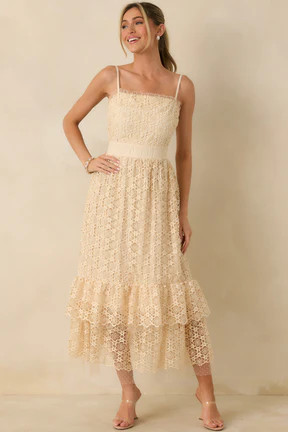 In The Long Run Natural Embroidered Midi Dress | Red Dress