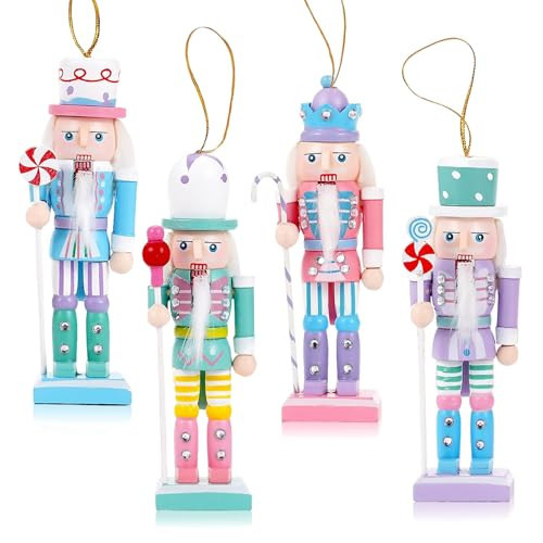 Nutcracker Ornaments for Christmas Tree Decorations,4.7 inch Wooden Nutcracker Figures,Festive Collectible Nutcracker Gift for Table Desktop Fireplace Thanksgiving Christmas Decor,4 Pack | Amazon (US)